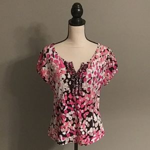 BUY2GET1FREE** Worthington petite L V neck pullover w/ruffle detail